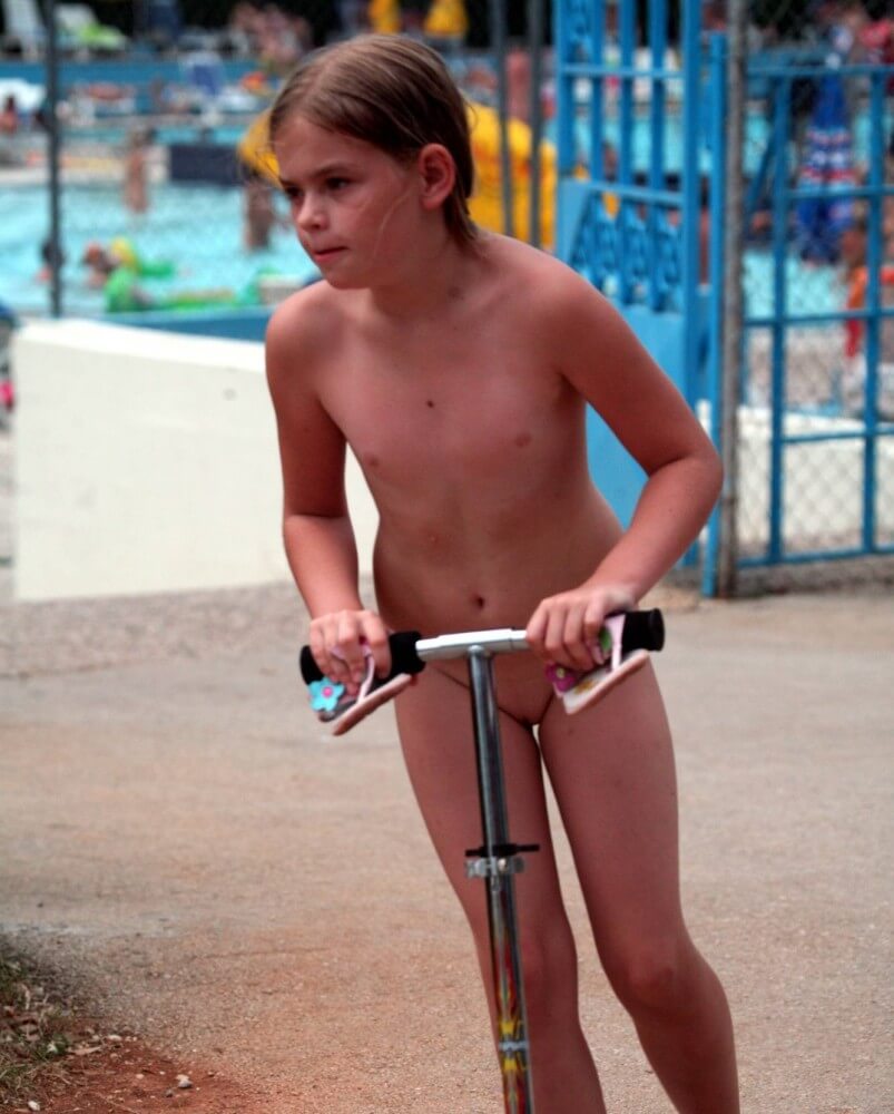 Pool-Side Naturist Scooter pics - People seek self-development and peace of mind through nudism