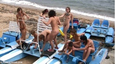 A group of naturists at sea - Nudity in naturism is not usually an end in itself