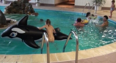 Indoor dolphin ride Full HD - Being oneself is the foundation of nudism